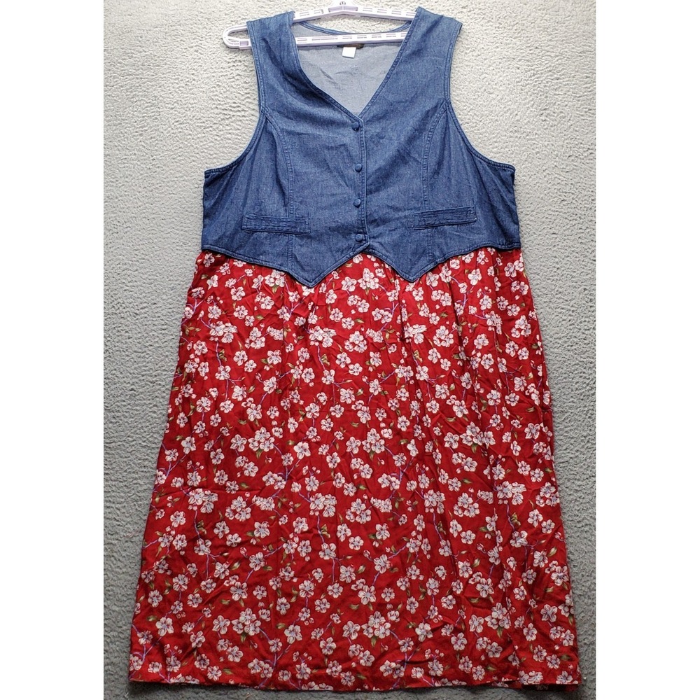 Truly Yours Maxi Dress Womens 24W Multicolor Floral Sleeveless V-Neck Snap Front